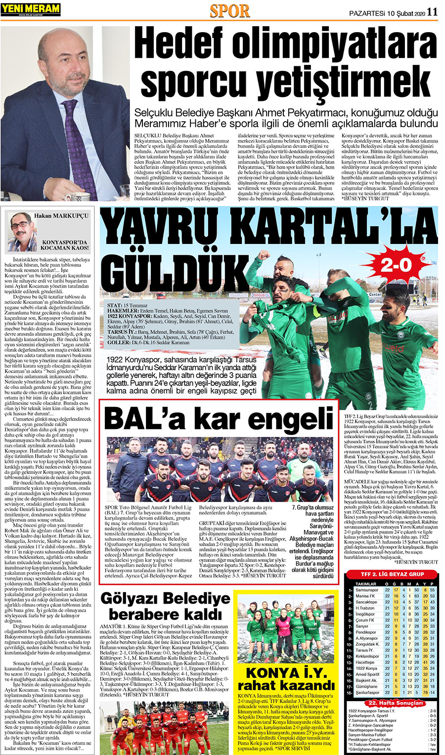 10 Şubat 2020 Yeni Meram Gazetesi