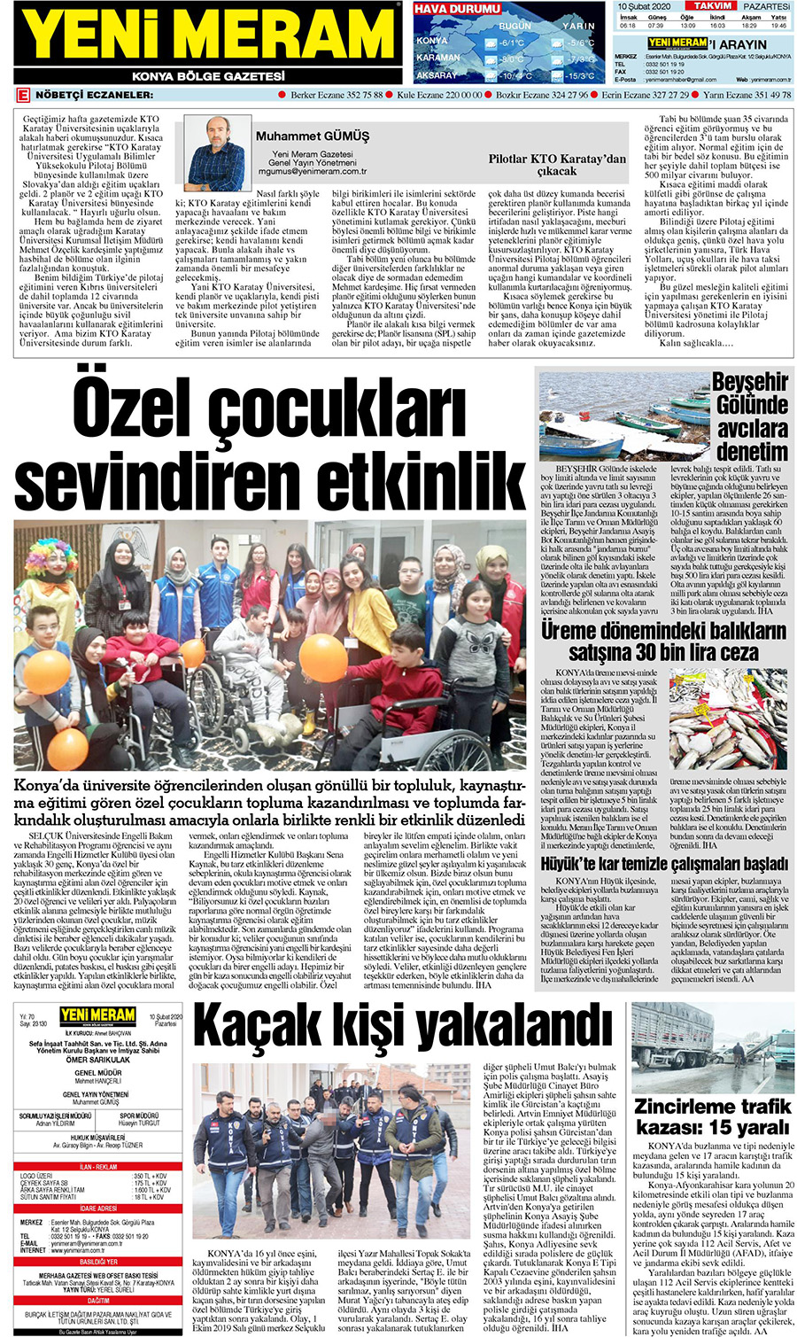 10 Şubat 2020 Yeni Meram Gazetesi