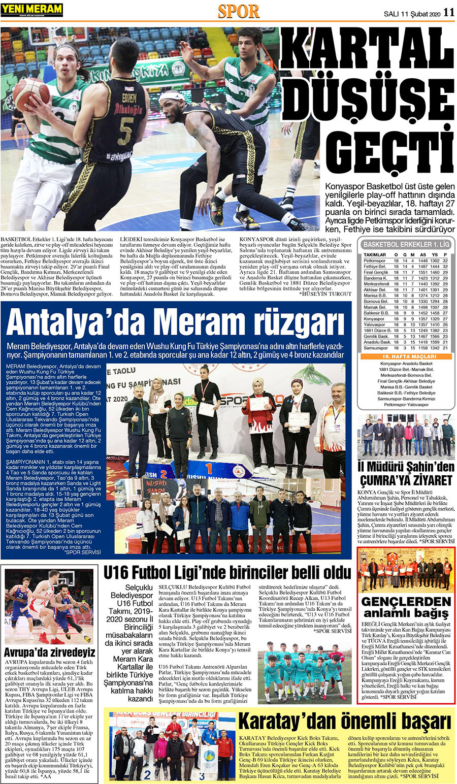 11 Şubat 2020 Yeni Meram Gazetesi