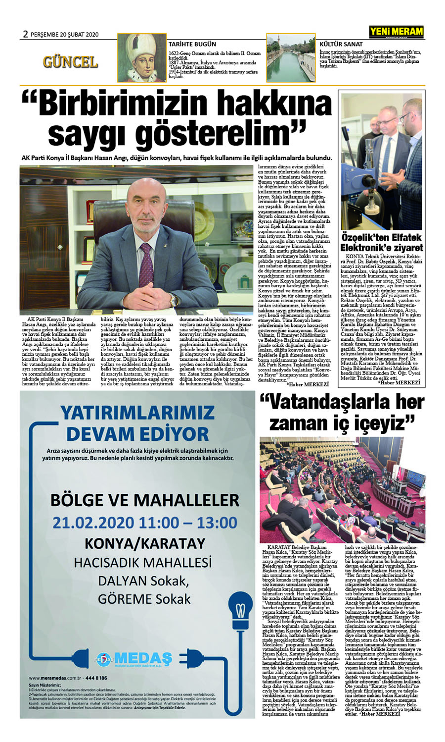 20 Şubat 2020 Yeni Meram Gazetesi