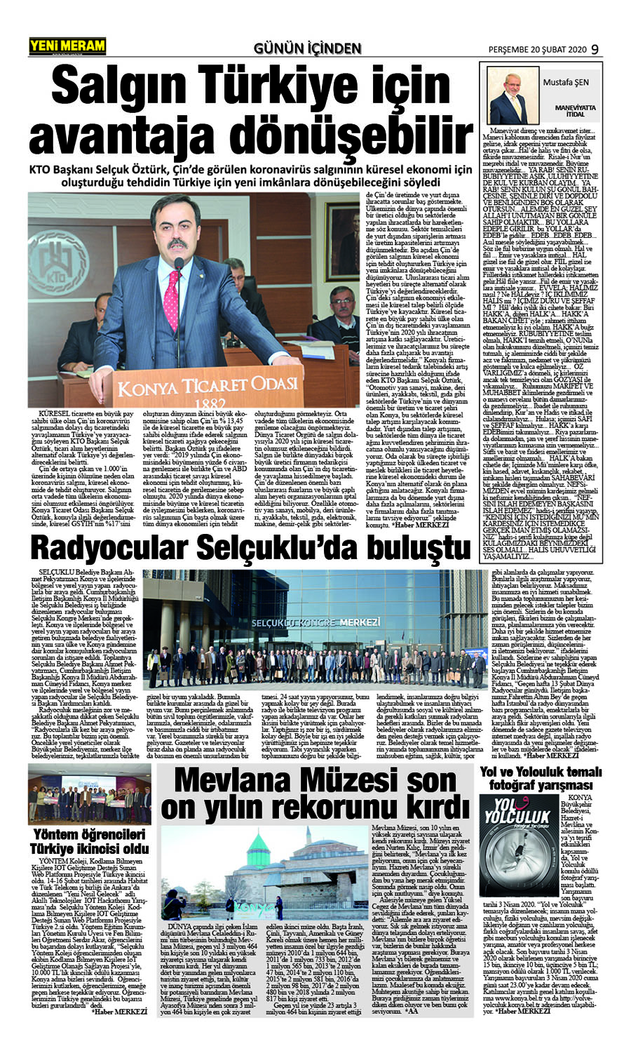 20 Şubat 2020 Yeni Meram Gazetesi