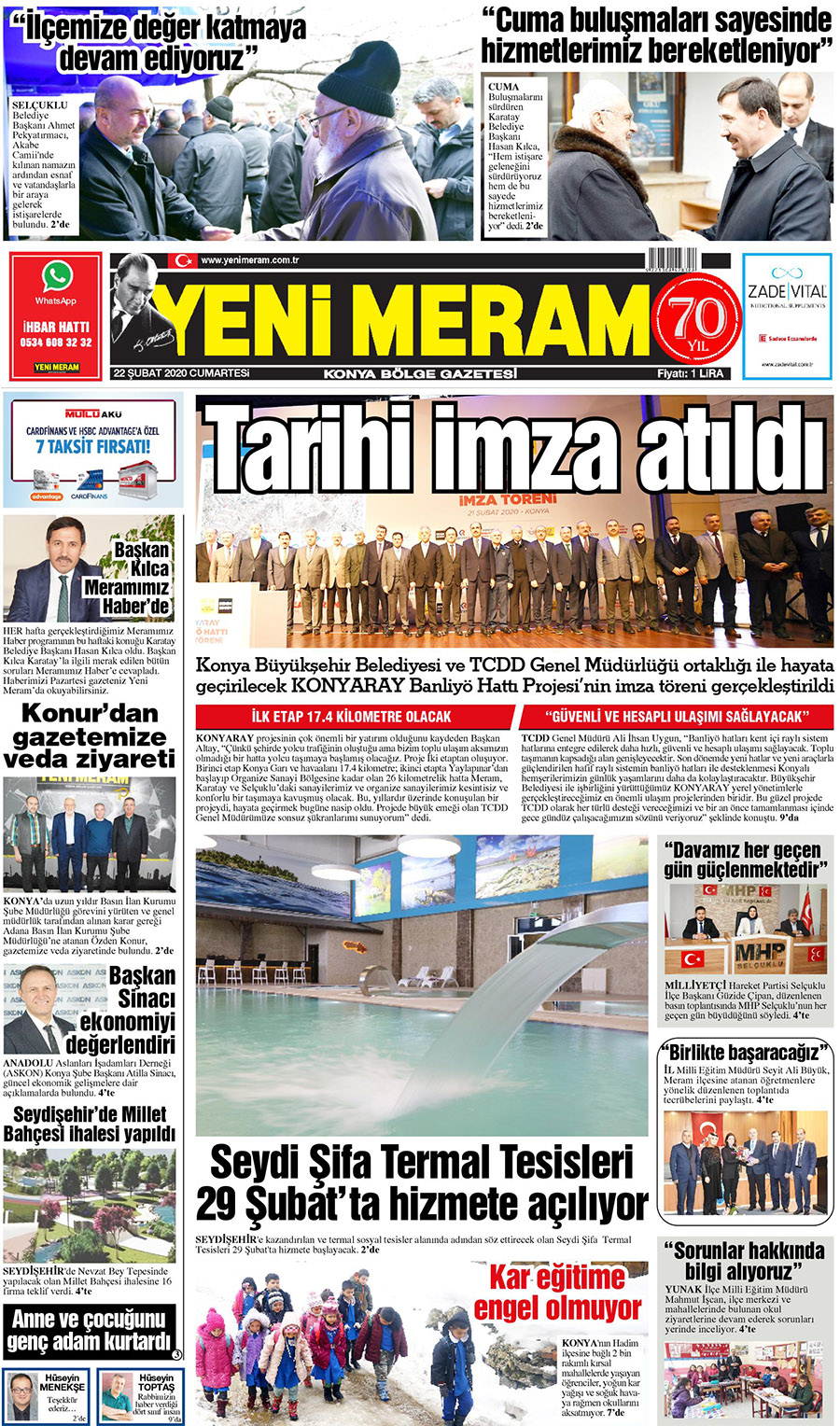 22 Şubat 2020 Yeni Meram Gazetesi