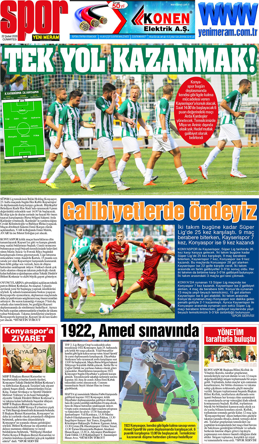 22 Şubat 2020 Yeni Meram Gazetesi