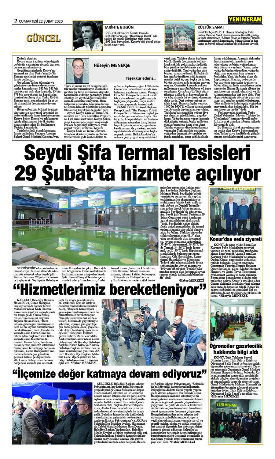 22 Şubat 2020 Yeni Meram Gazetesi