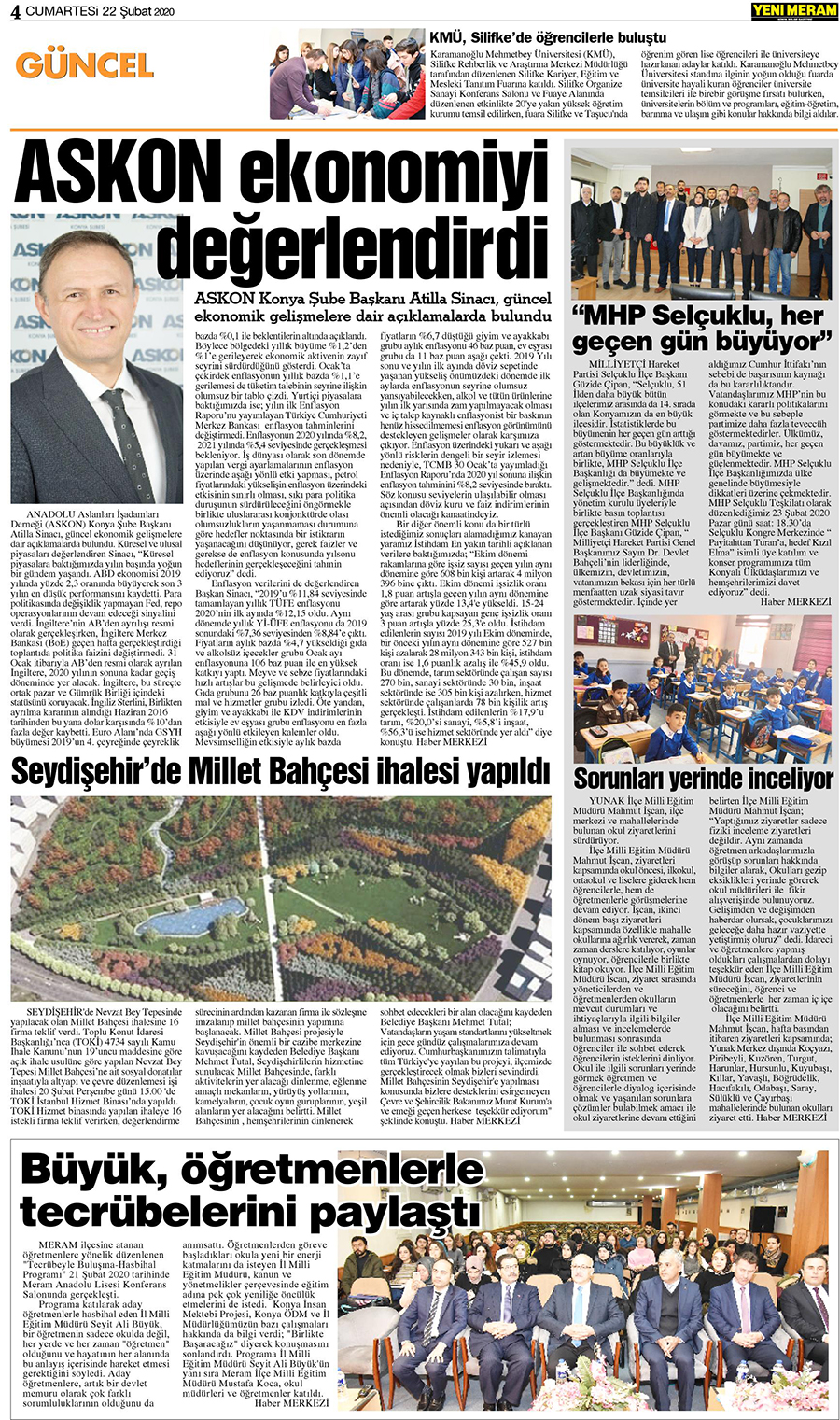 22 Şubat 2020 Yeni Meram Gazetesi