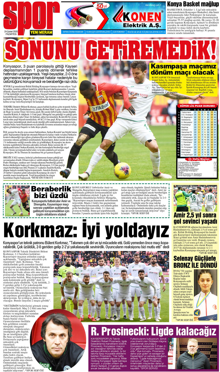 24 Şubat 2020 Yeni Meram Gazetesi