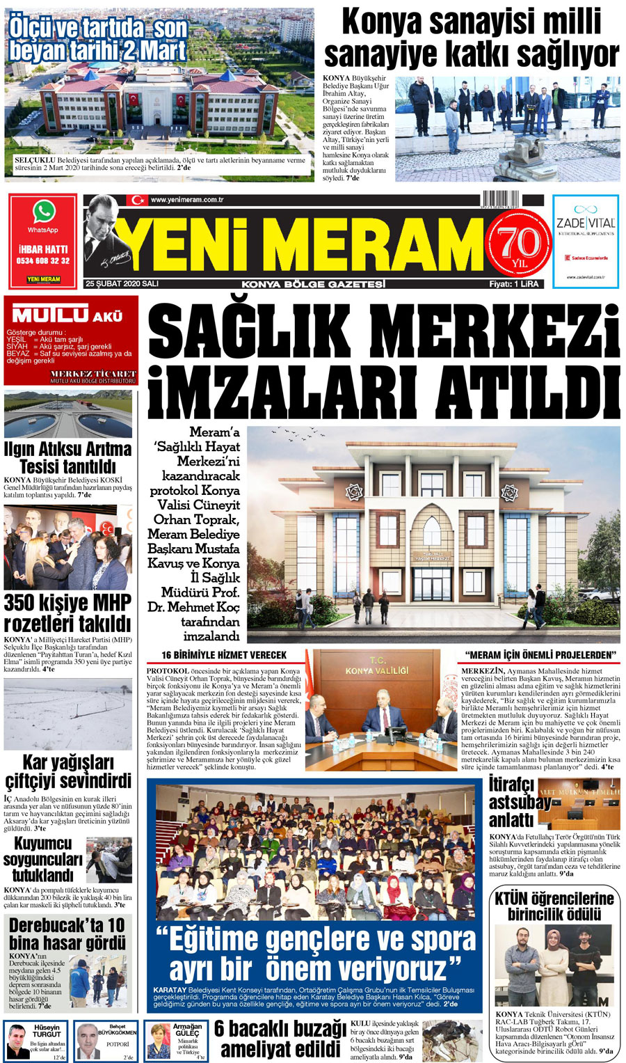 25 Şubat 2020 Yeni Meram Gazetesi