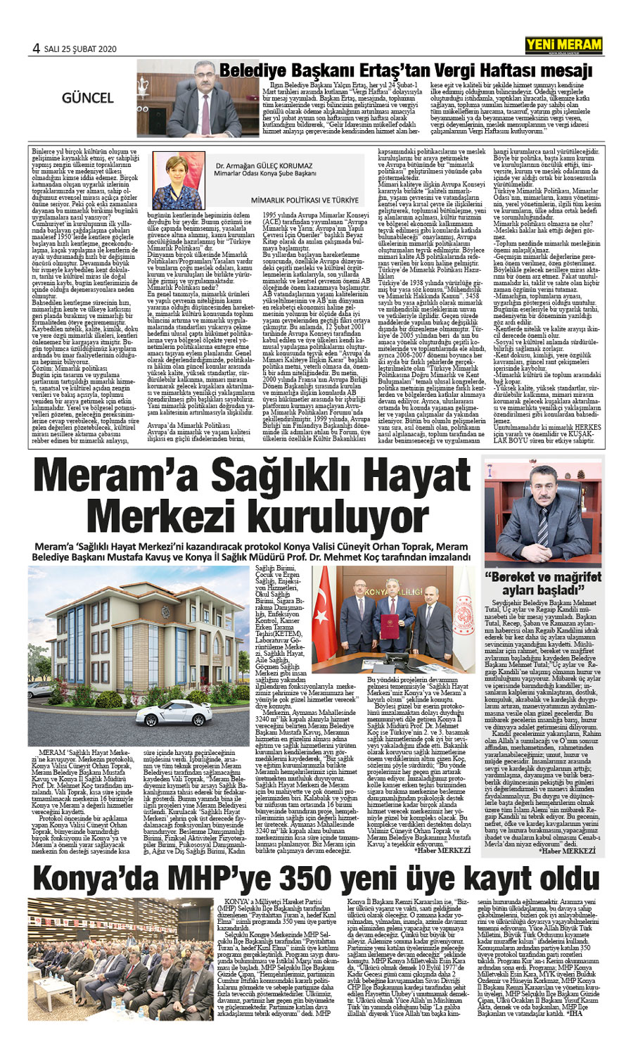 25 Şubat 2020 Yeni Meram Gazetesi