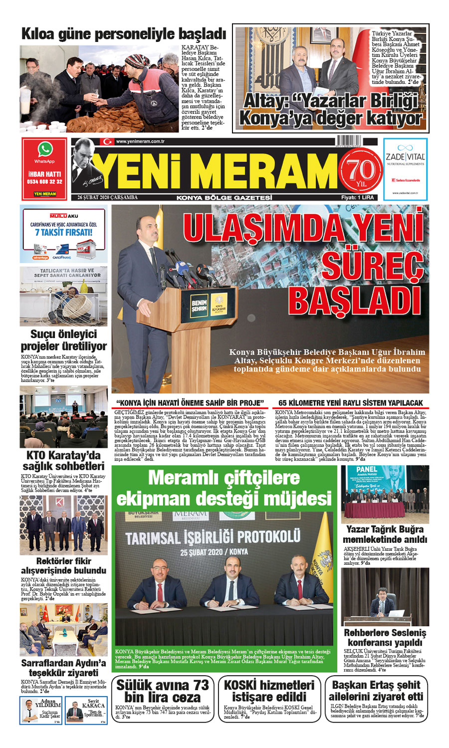 26 Şubat 2020 Yeni Meram Gazetesi