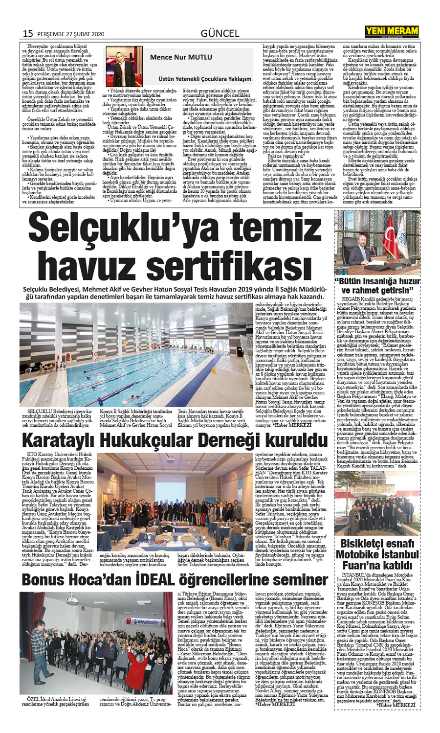 27 Şubat 2020 Yeni Meram Gazetesi