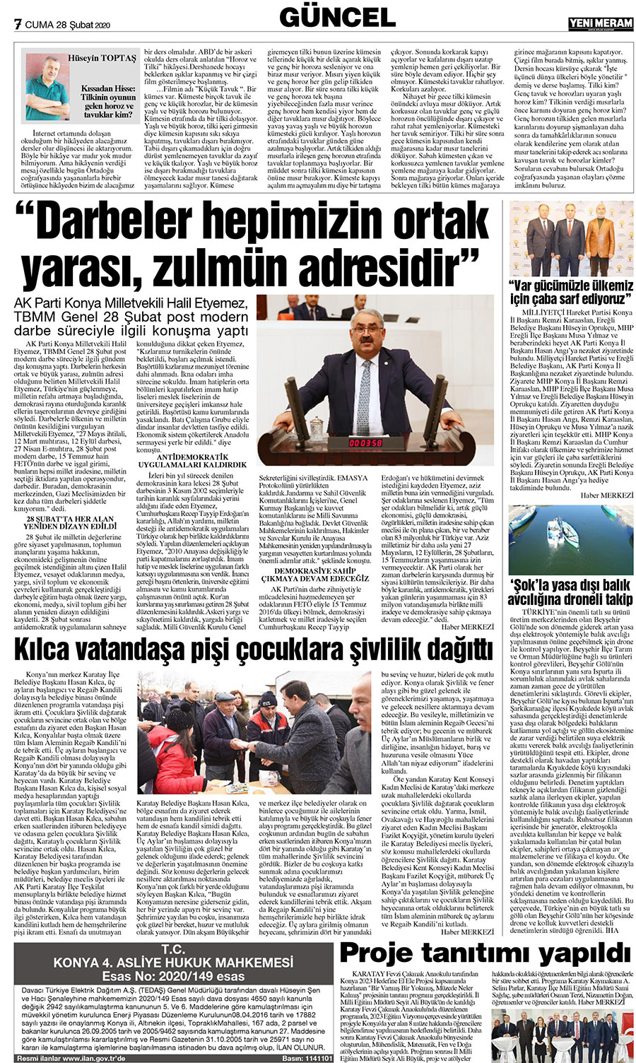 28 Şubat 2020 Yeni Meram Gazetesi