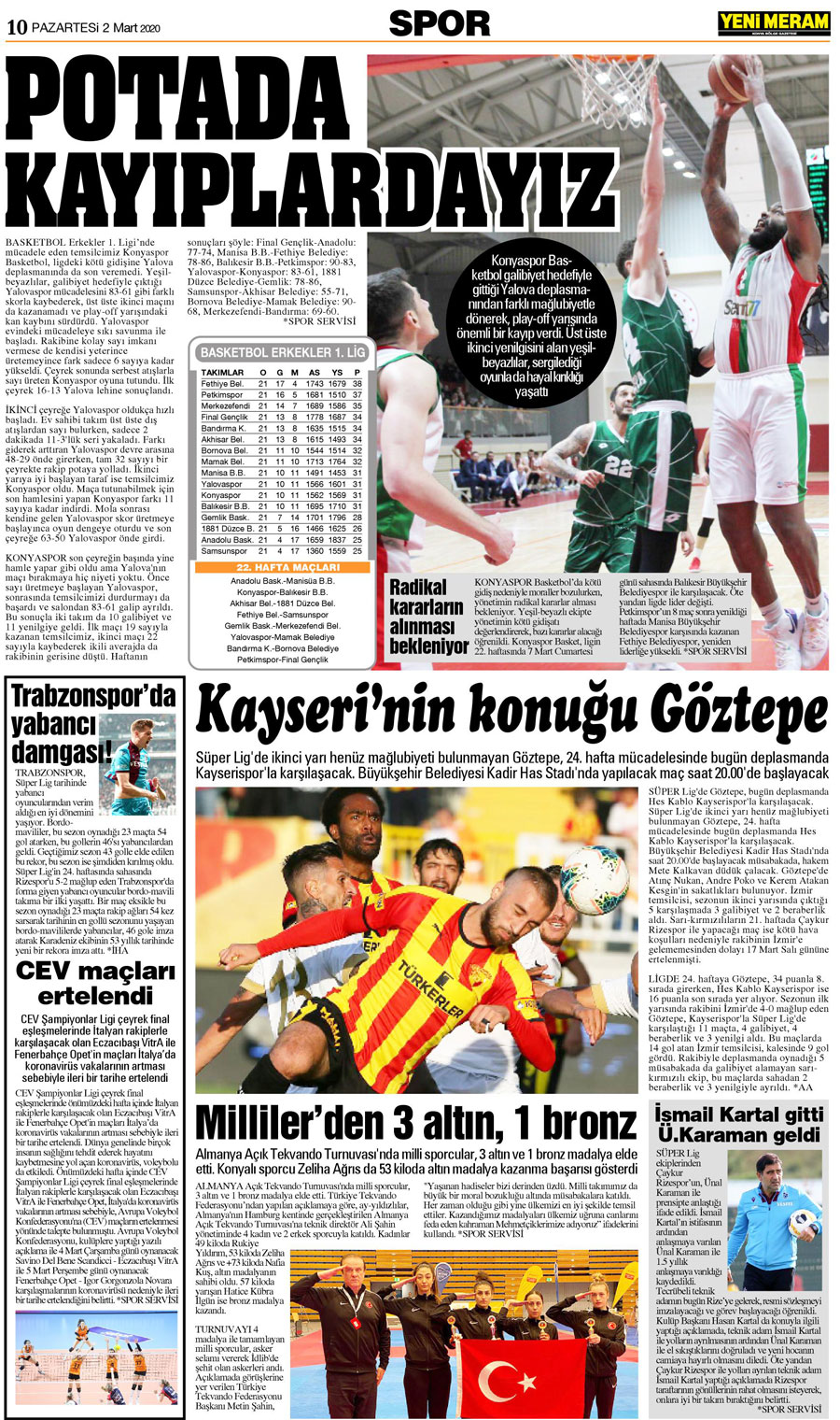 2 Mart 2020 Yeni Meram Gazetesi