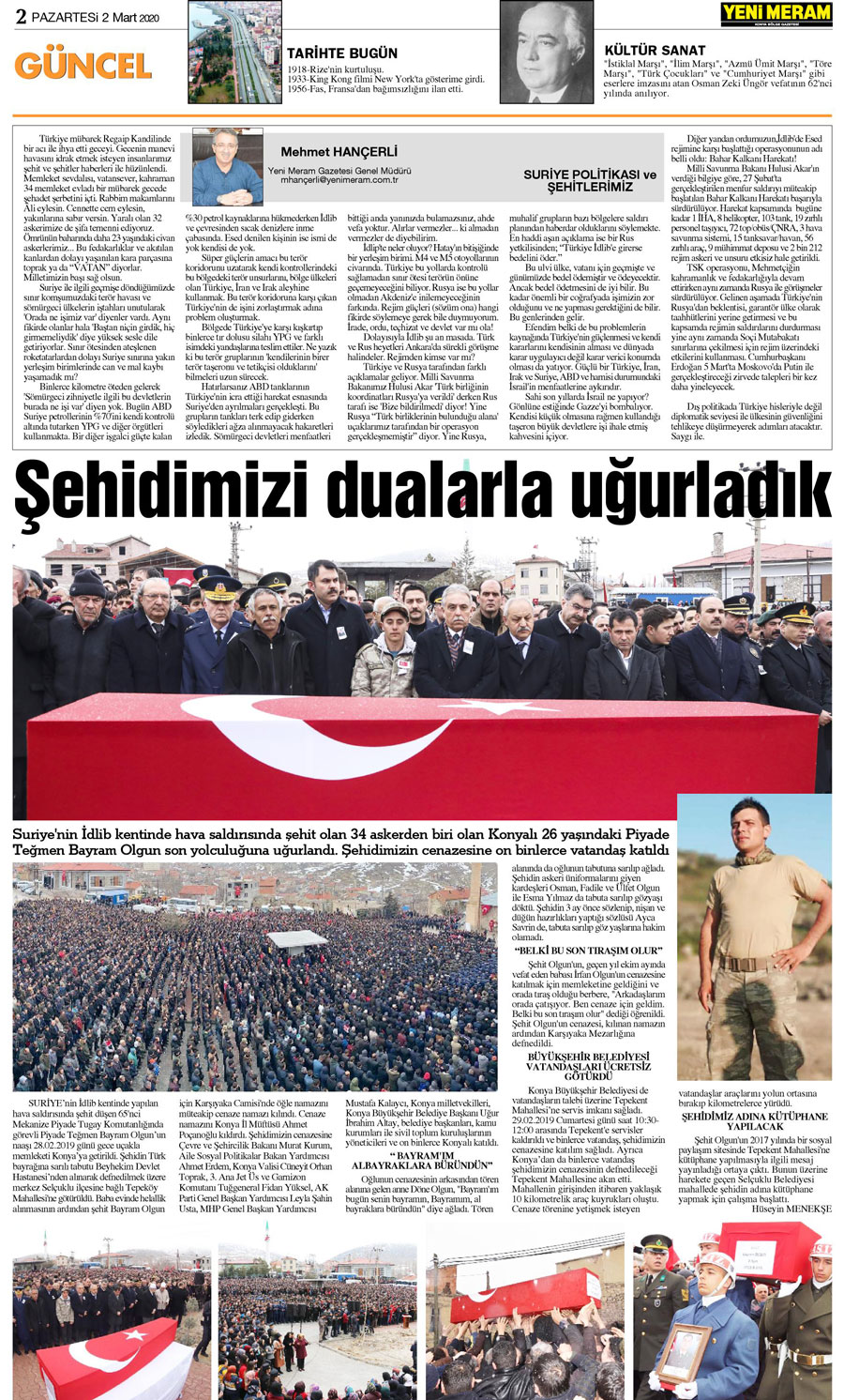 2 Mart 2020 Yeni Meram Gazetesi