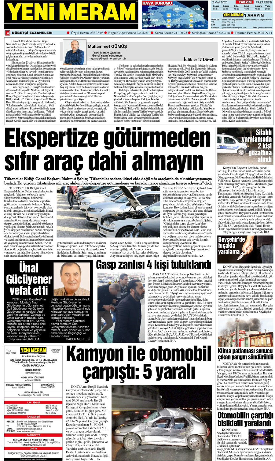 2 Mart 2020 Yeni Meram Gazetesi