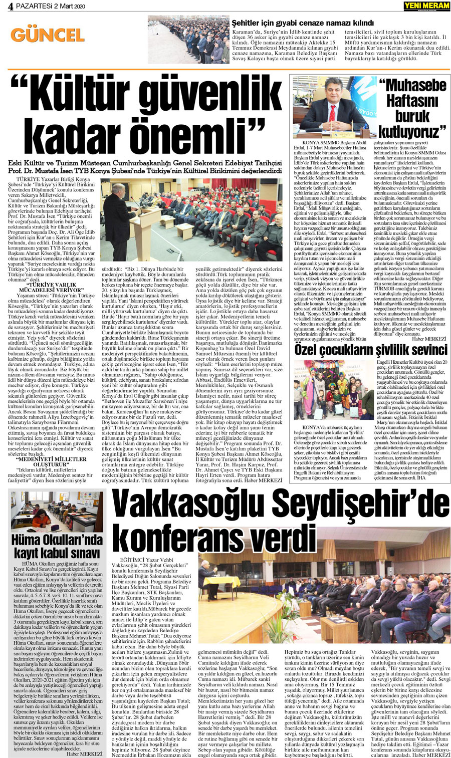 2 Mart 2020 Yeni Meram Gazetesi