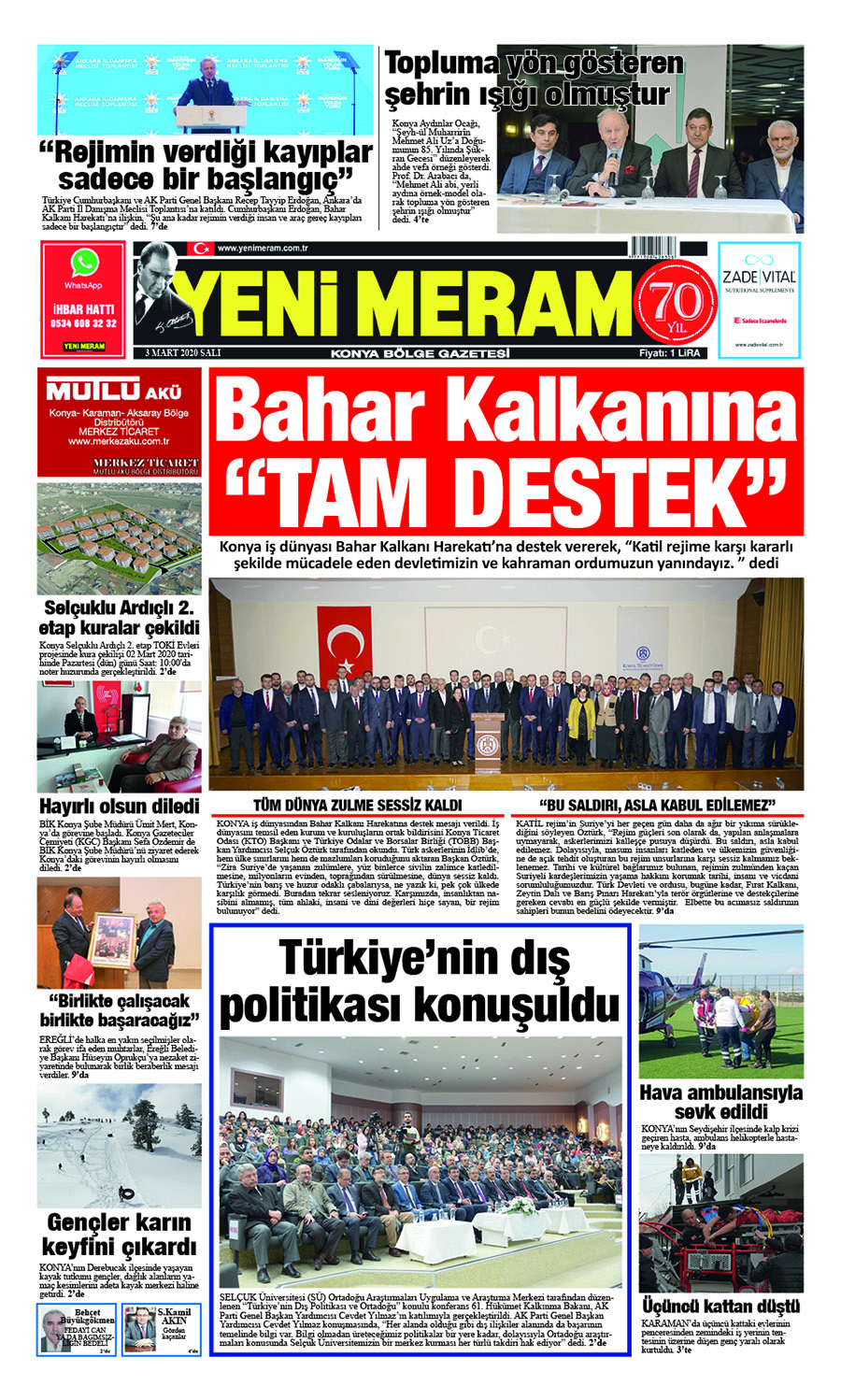 3 Mart 2020 Yeni Meram Gazetesi