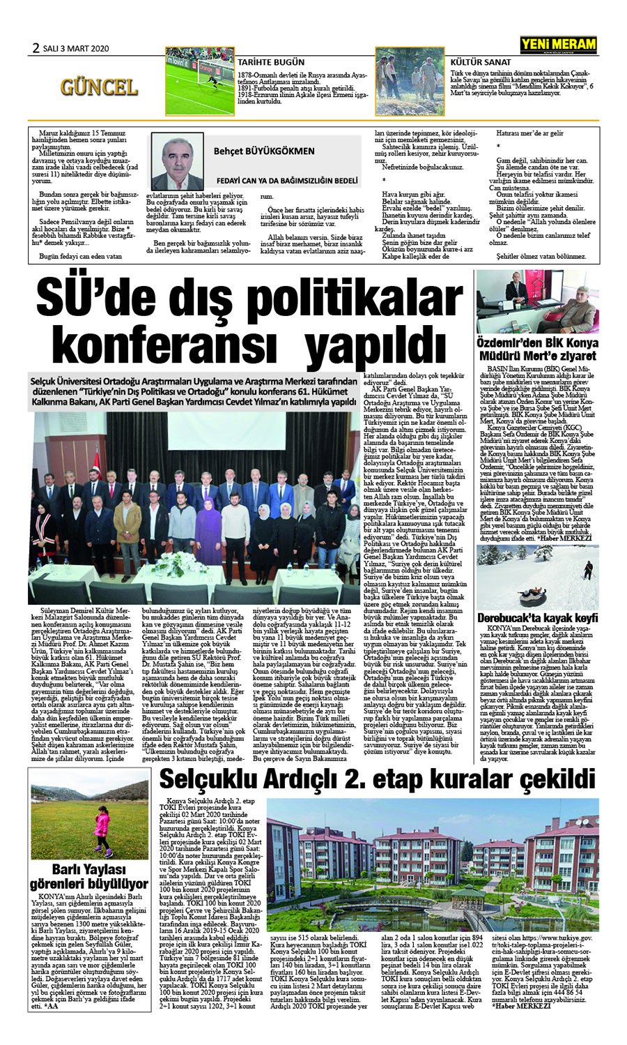 3 Mart 2020 Yeni Meram Gazetesi