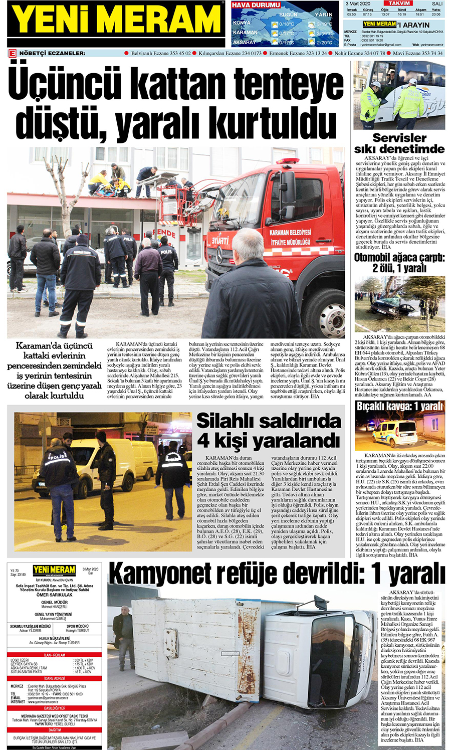 3 Mart 2020 Yeni Meram Gazetesi