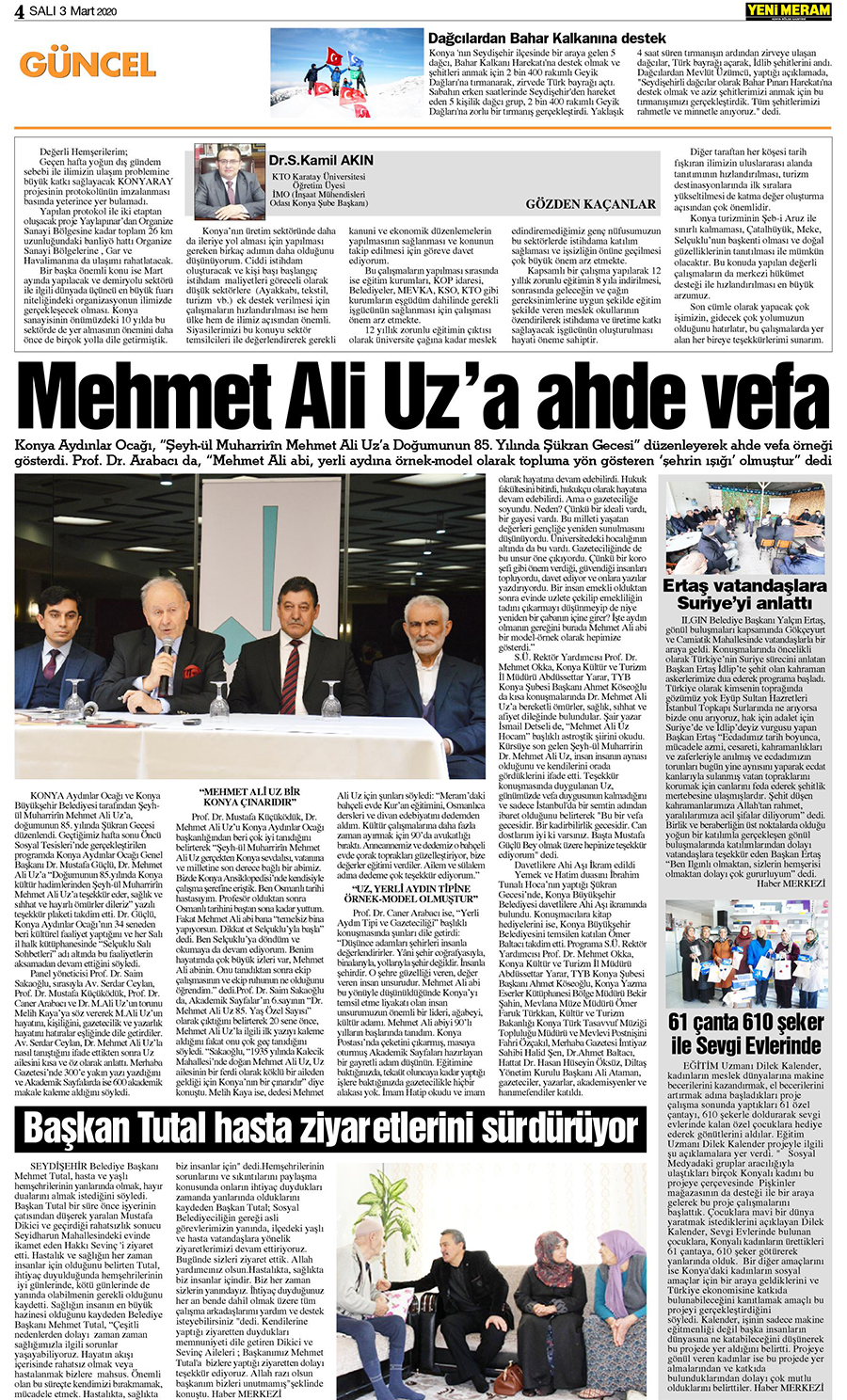 3 Mart 2020 Yeni Meram Gazetesi