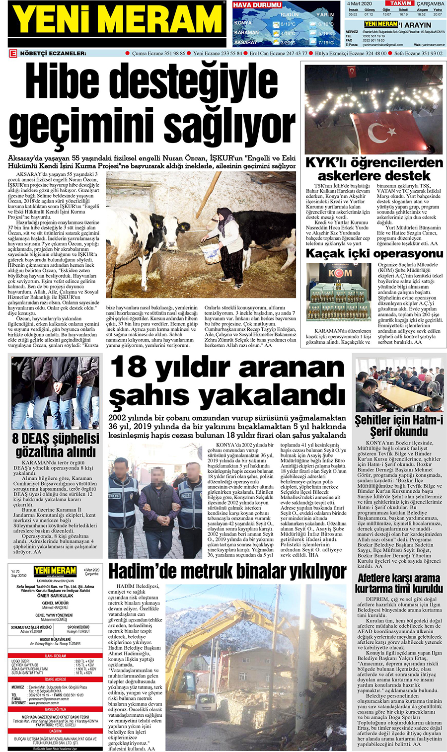 4 Mart 2020 Yeni Meram Gazetesi