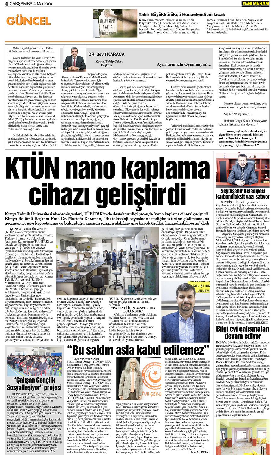 4 Mart 2020 Yeni Meram Gazetesi