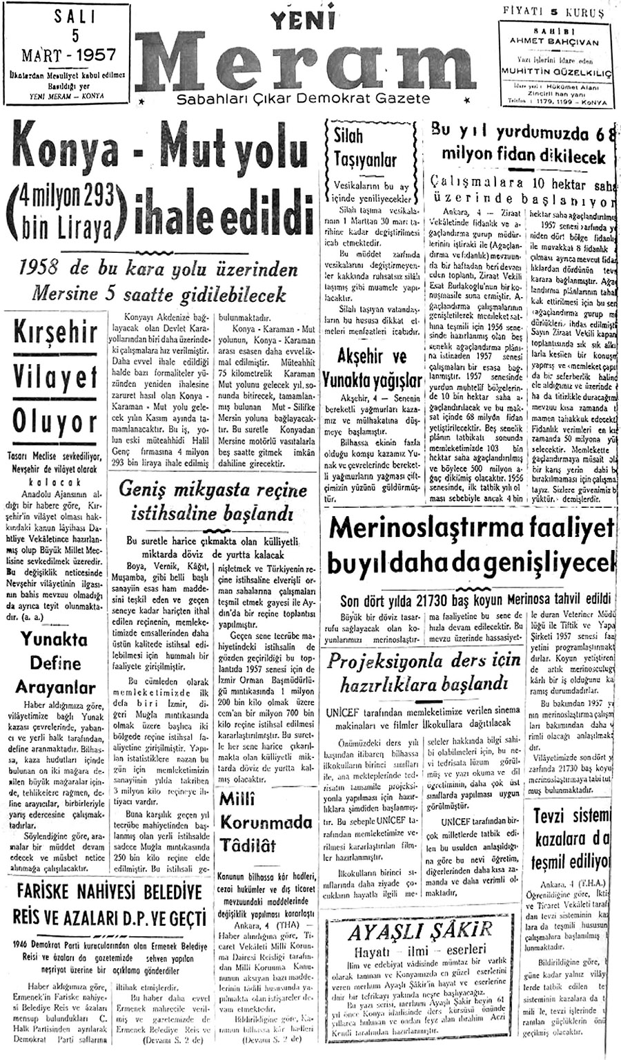 5 Mart 2020 Yeni Meram Gazetesi