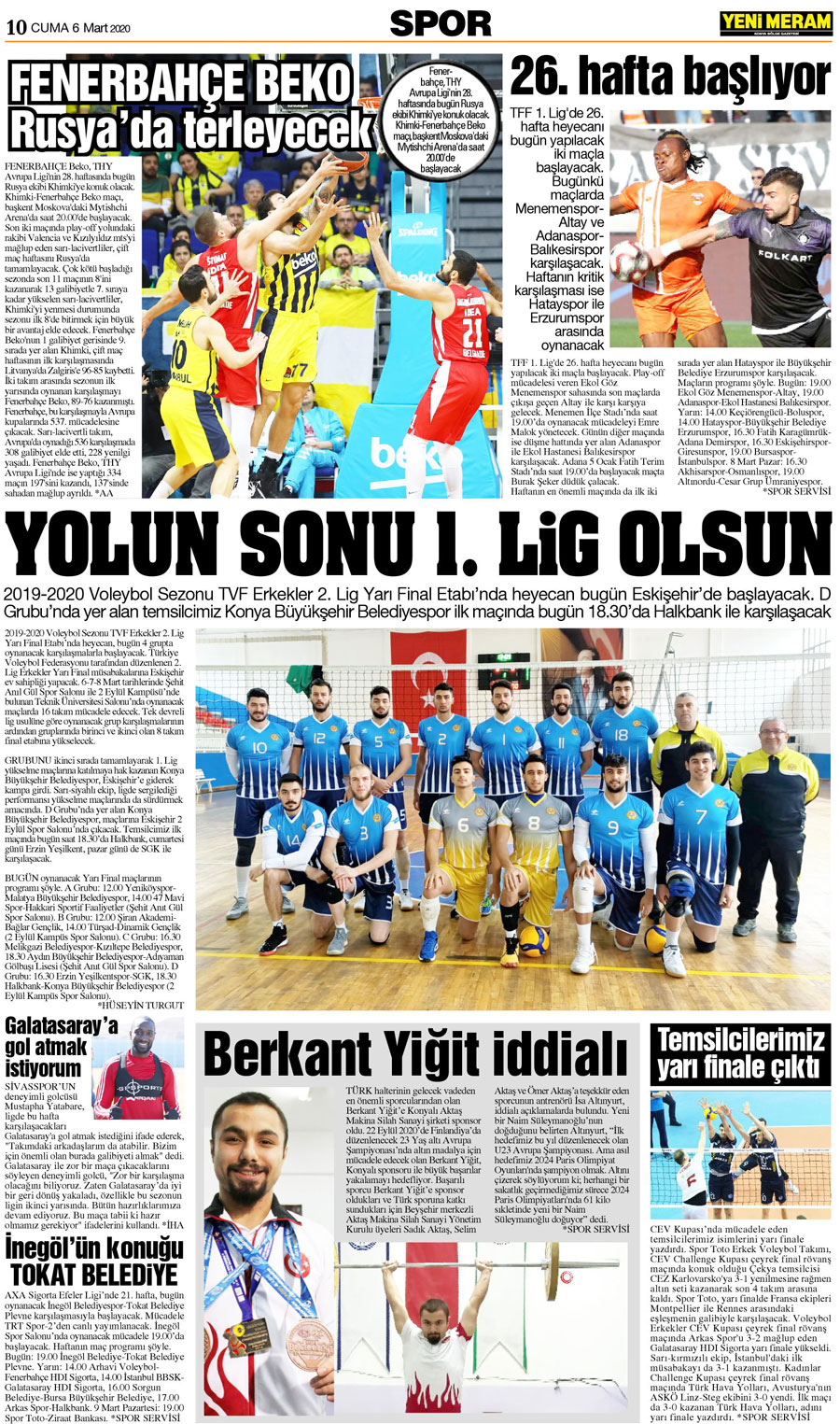 6 Mart 2020 Yeni Meram Gazetesi