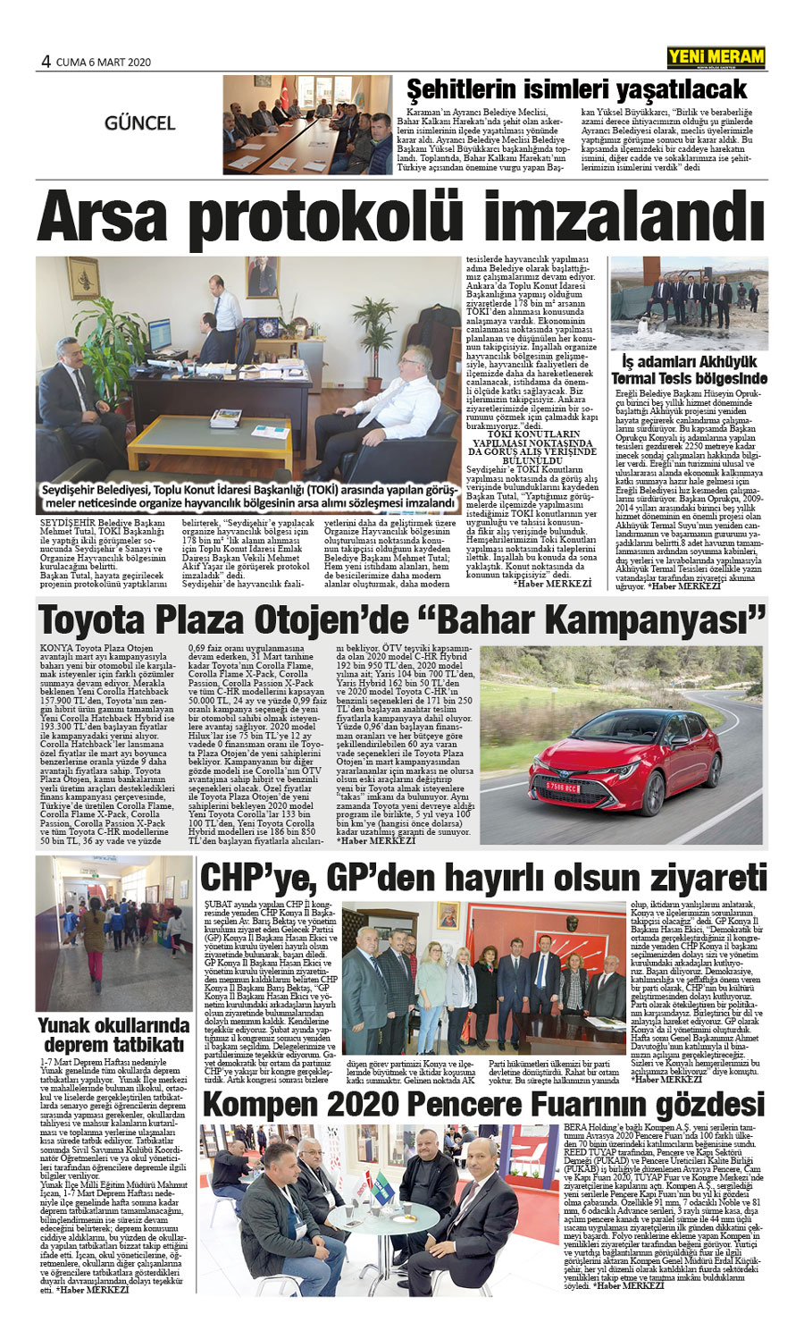 6 Mart 2020 Yeni Meram Gazetesi