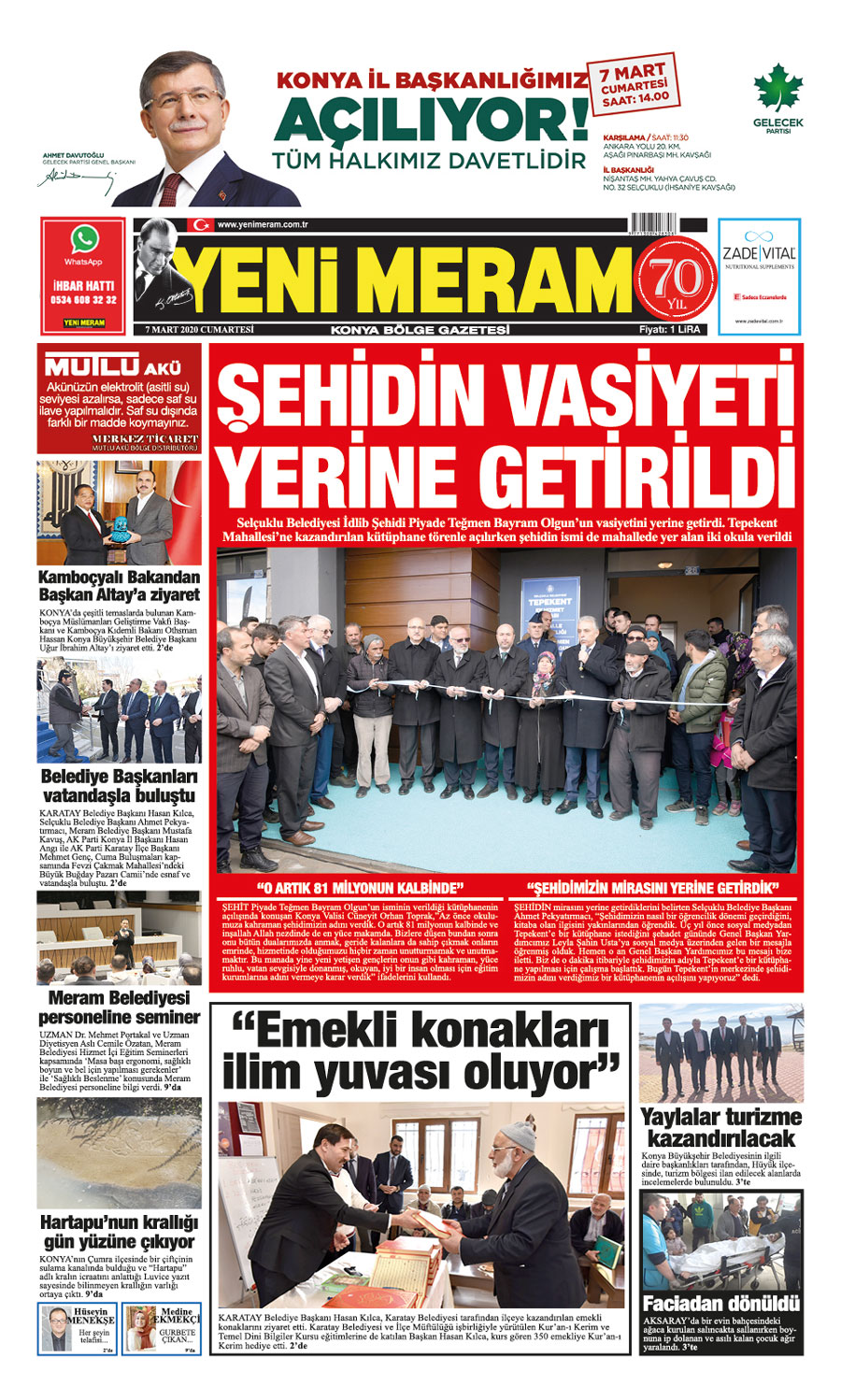 7 Mart 2020 Yeni Meram Gazetesi