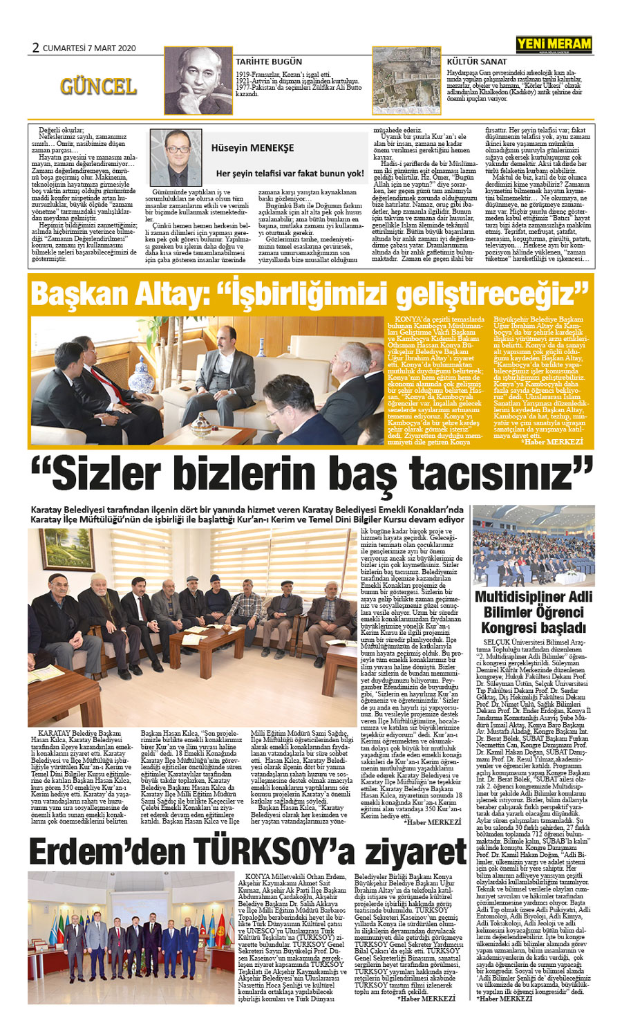 7 Mart 2020 Yeni Meram Gazetesi