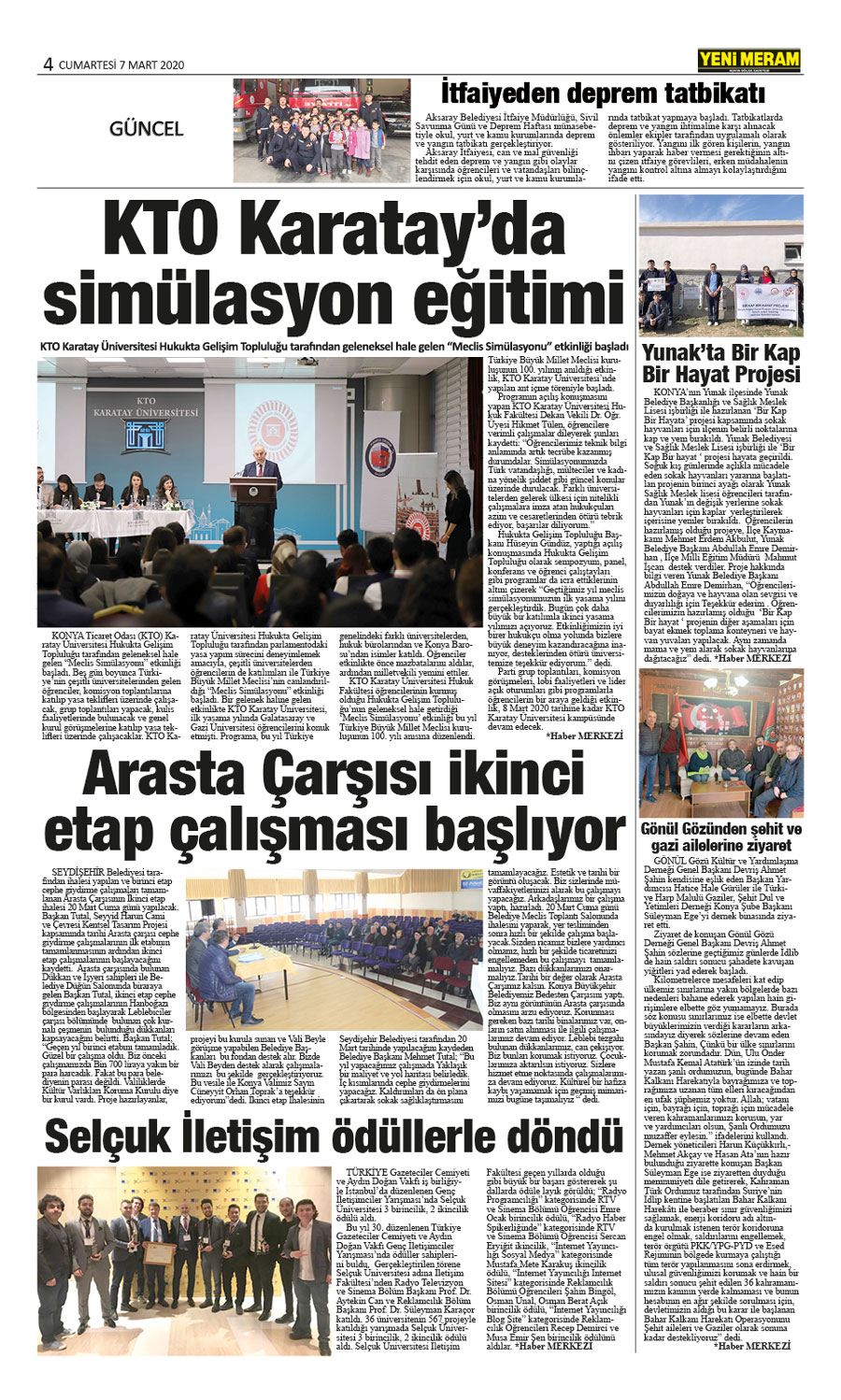 7 Mart 2020 Yeni Meram Gazetesi