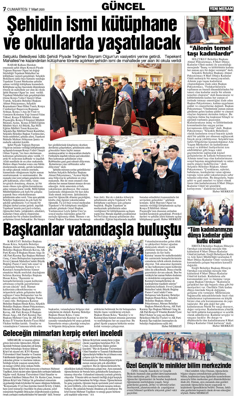 7 Mart 2020 Yeni Meram Gazetesi