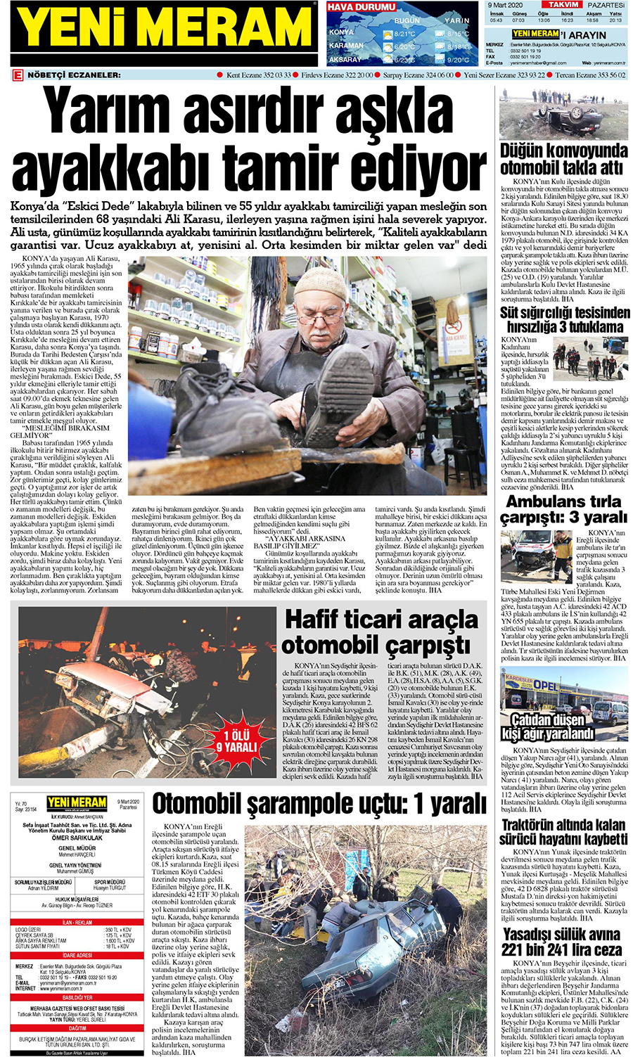 9 Mart 2020 Yeni Meram Gazetesi