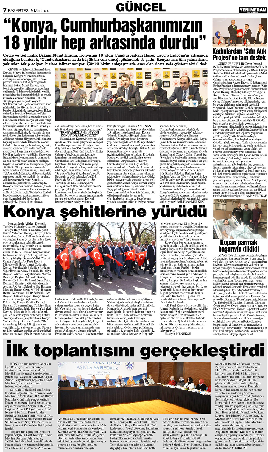 9 Mart 2020 Yeni Meram Gazetesi