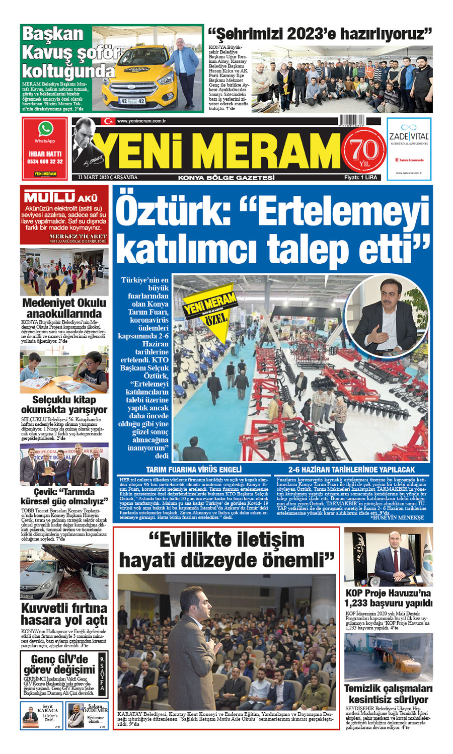 11 Mart 2020 Yeni Meram Gazetesi