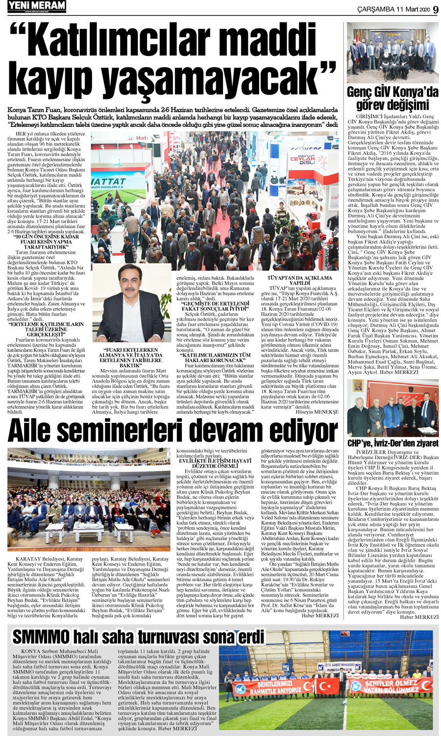 11 Mart 2020 Yeni Meram Gazetesi