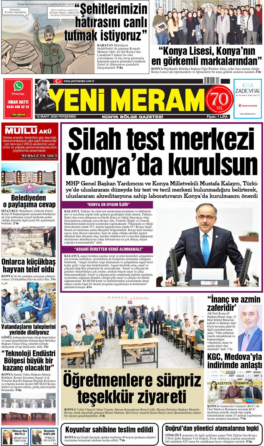 12 Mart 2020 Yeni Meram Gazetesi