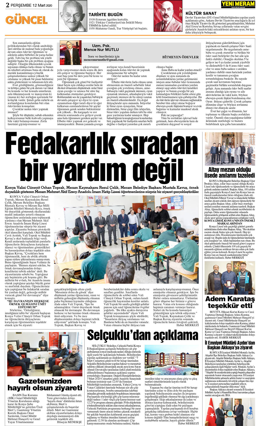 12 Mart 2020 Yeni Meram Gazetesi