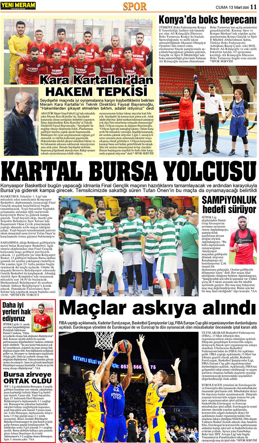 13 Mart 2020 Yeni Meram Gazetesi