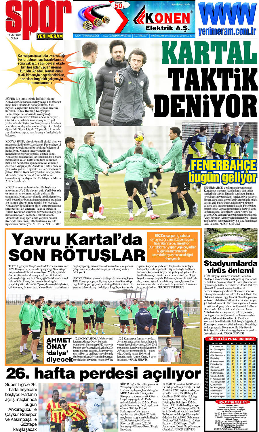 13 Mart 2020 Yeni Meram Gazetesi