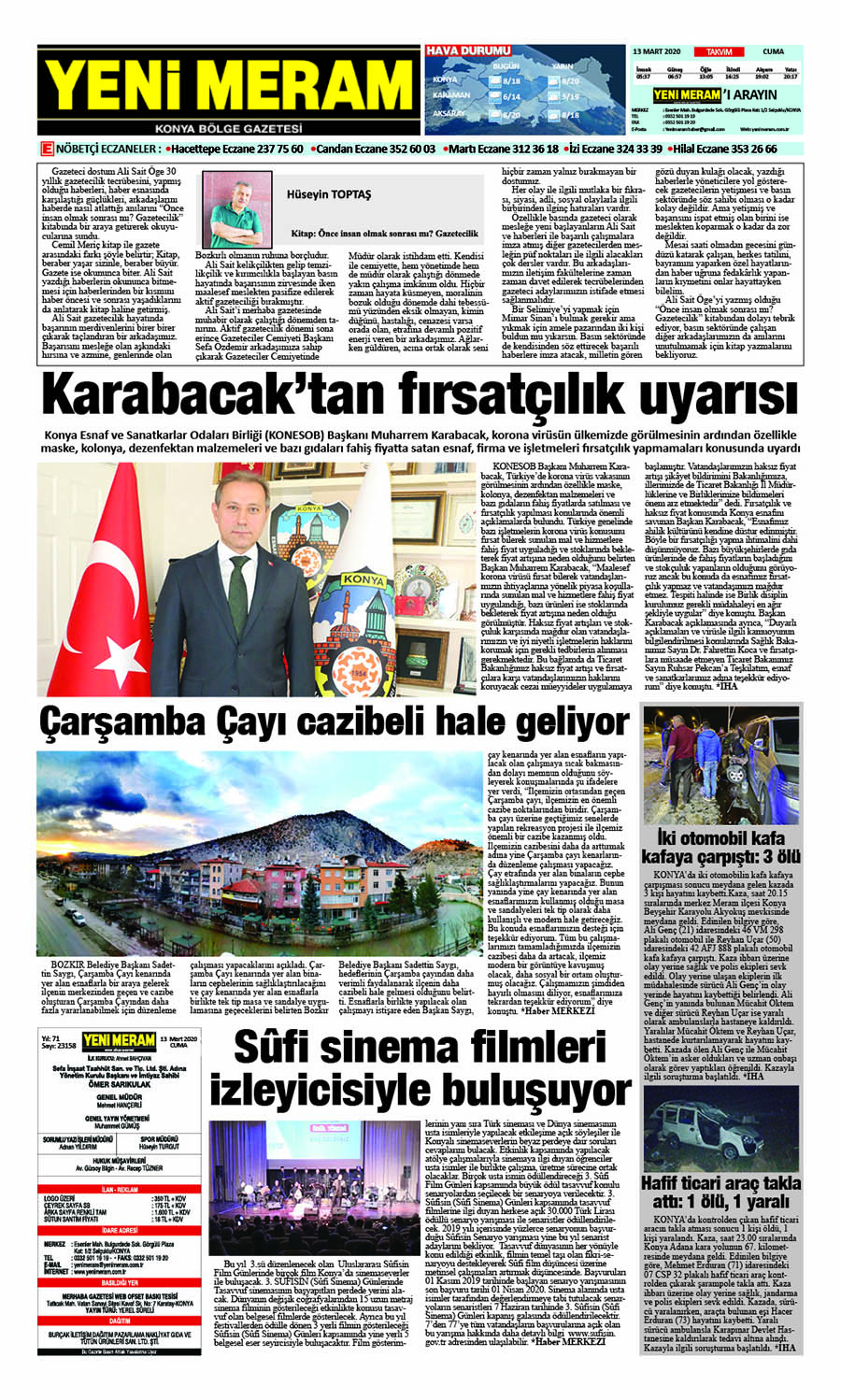 13 Mart 2020 Yeni Meram Gazetesi