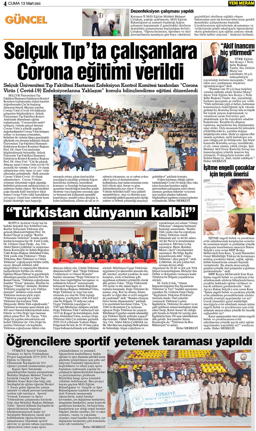 13 Mart 2020 Yeni Meram Gazetesi