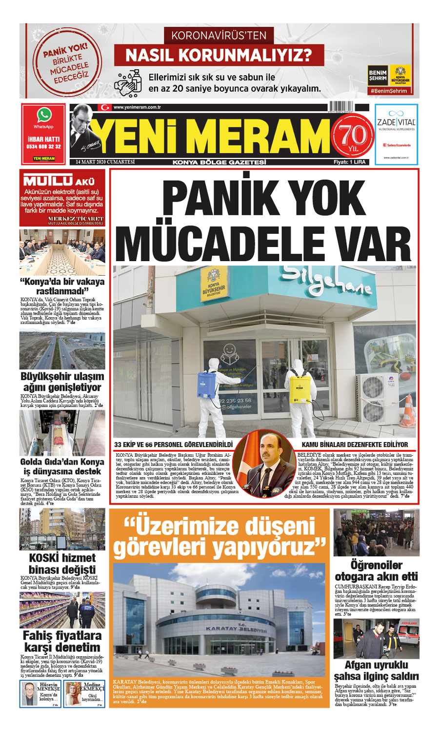 14 Mart 2020 Yeni Meram Gazetesi