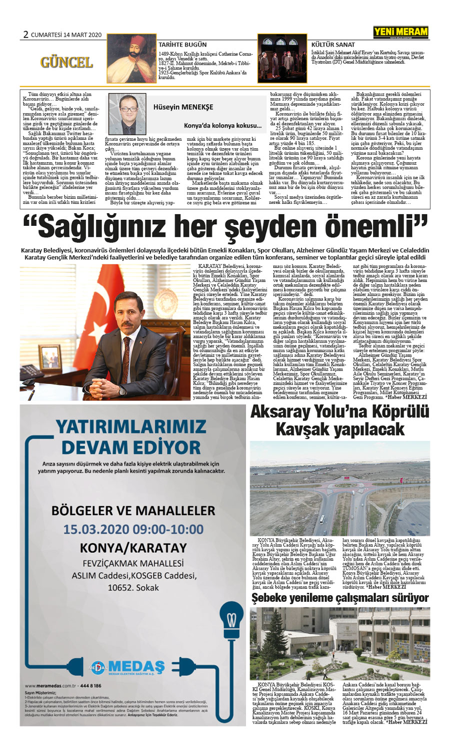 14 Mart 2020 Yeni Meram Gazetesi