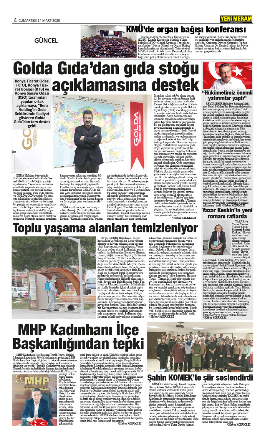 14 Mart 2020 Yeni Meram Gazetesi