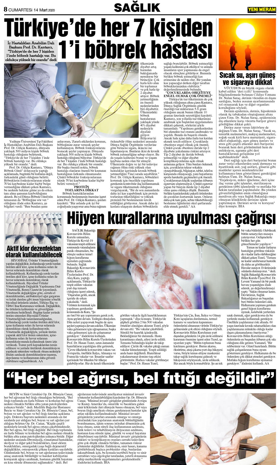 14 Mart 2020 Yeni Meram Gazetesi