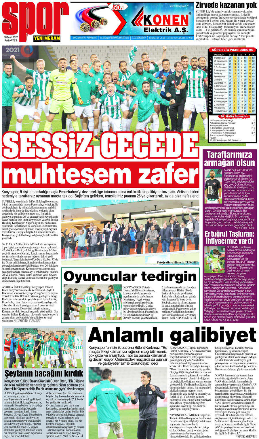 16 Mart 2020 Yeni Meram Gazetesi