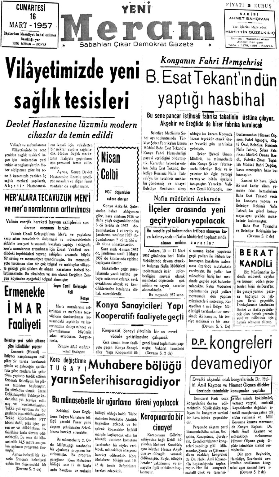 16 Mart 2020 Yeni Meram Gazetesi