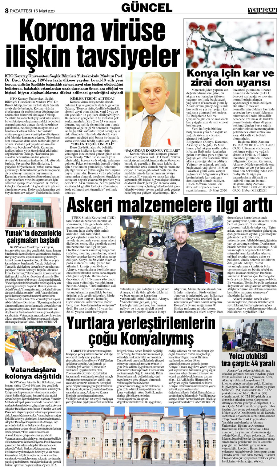 16 Mart 2020 Yeni Meram Gazetesi