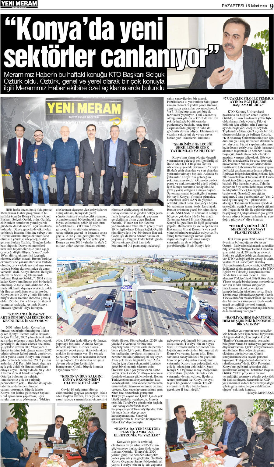 16 Mart 2020 Yeni Meram Gazetesi